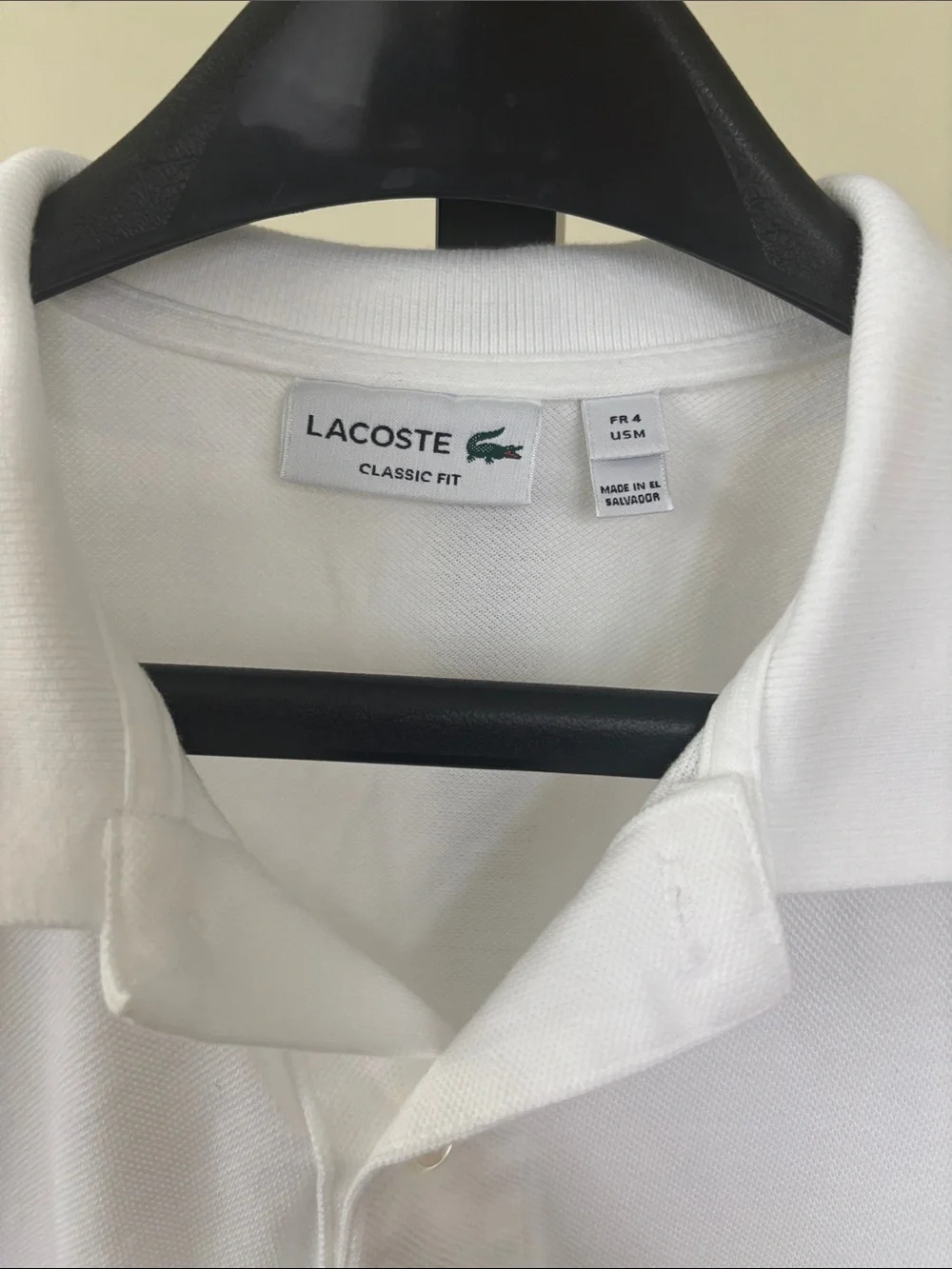 Lacoste White Cotton Piqué Polo with Green Crocodile Logo